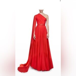 Elie Saab red silk dress.